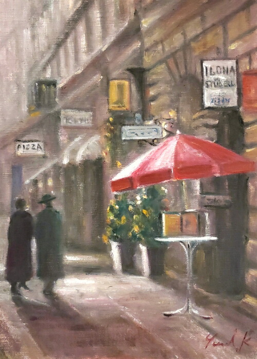 楽天市場】絵画 「雨上がりの赤いパラソル」 油彩画 油絵 原画 風景画