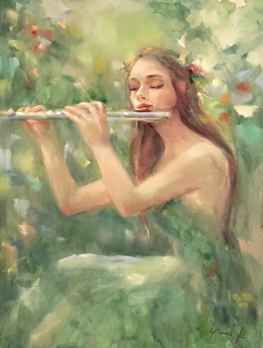 楽天市場】絵画 原画 「Muse in the forest」 水彩/パステル F6