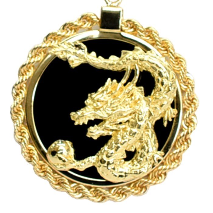 楽天市場】【送料無料】K18 18金 オニキス 龍 ドラゴン ペンダント