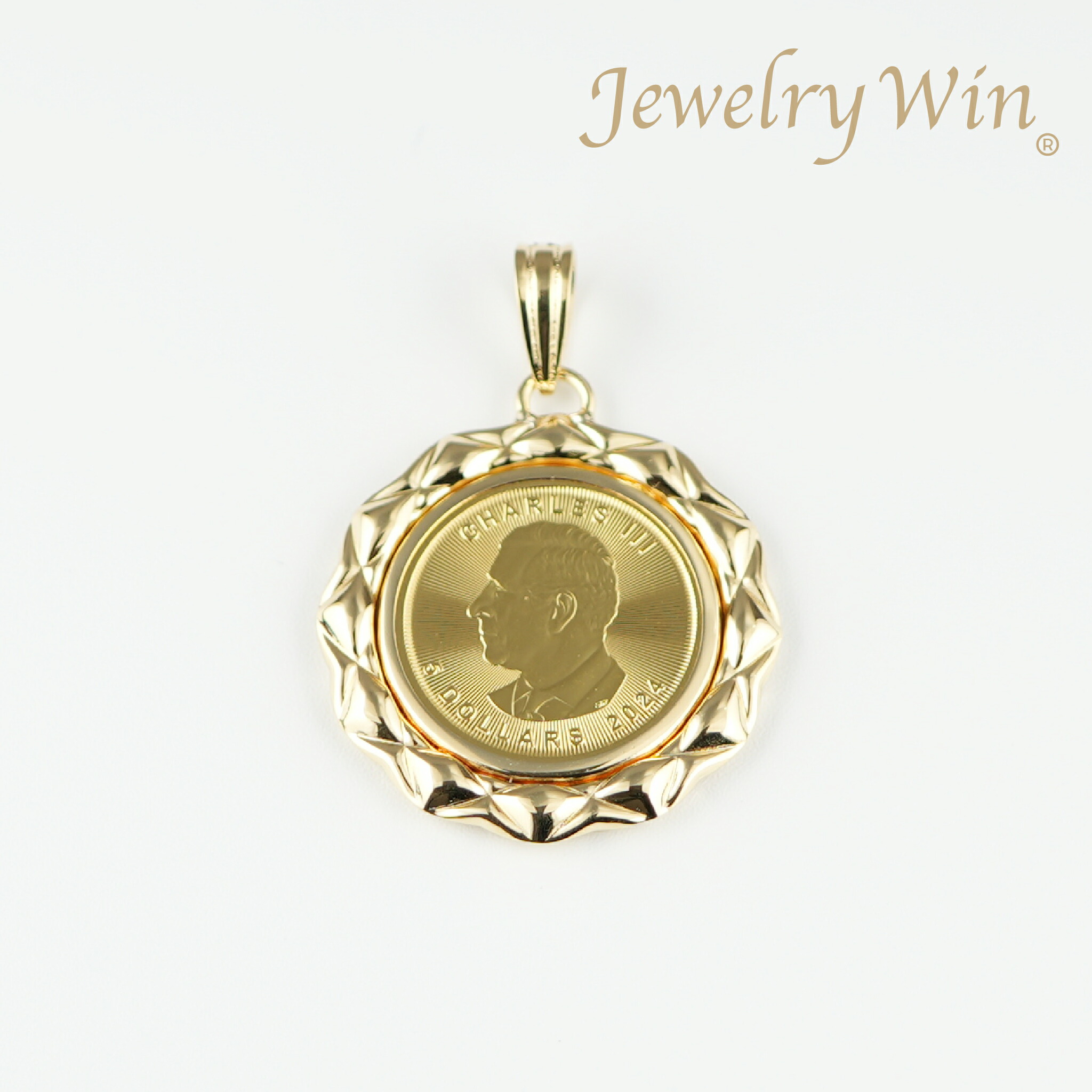 楽天市場】ペンダントトップ K24 メイプルリーフ コイン 1/10oz K18 枠