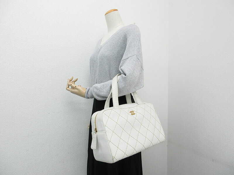 楽天市場】CHANEL(シャネル) ワイルドステッチ ボストンバッグ 白