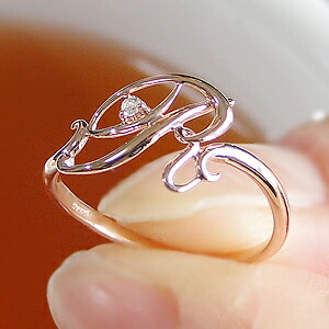 楽天市場】K10 PG 【0.01ct】イニシャル ダイヤモンド リング