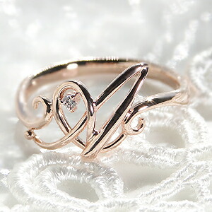 楽天市場】K10 PG 【0.01ct】イニシャル ダイヤモンド リング