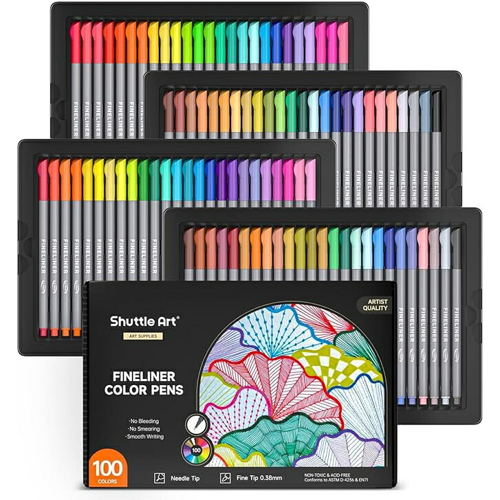 楽天市場】【送料無料】水性ペン 100色セット 極細ラインペン 0.4mm