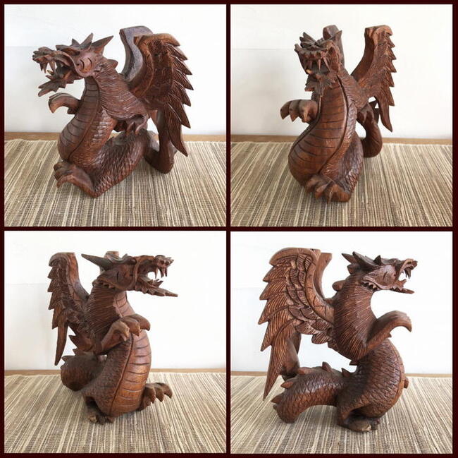 楽天市場】バリ島の龍の木彫りオブジェ Mサイズ 高さ21cmアジアン