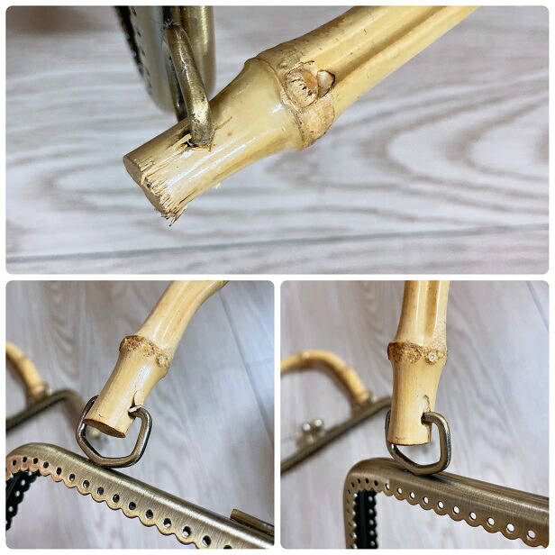 楽天市場】バンブー 持ち手付き がま口口金 27cm バンブー持ち手 竹