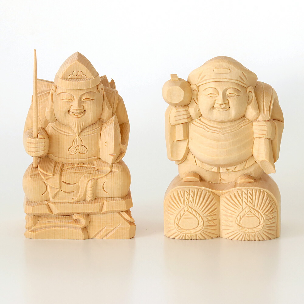 楽天市場】仏像 【総白木】 恵比寿・大黒天 台無し 2.0寸 木彫 仏像