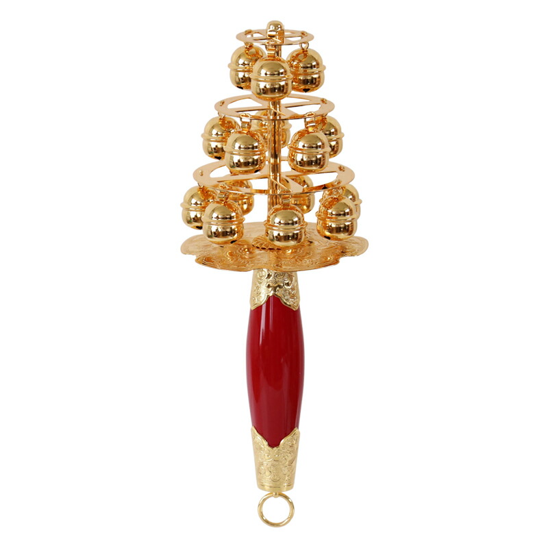 楽天市場】神楽鈴 板付き 十字形型 全長31cm 本金メッキ かぐら鈴