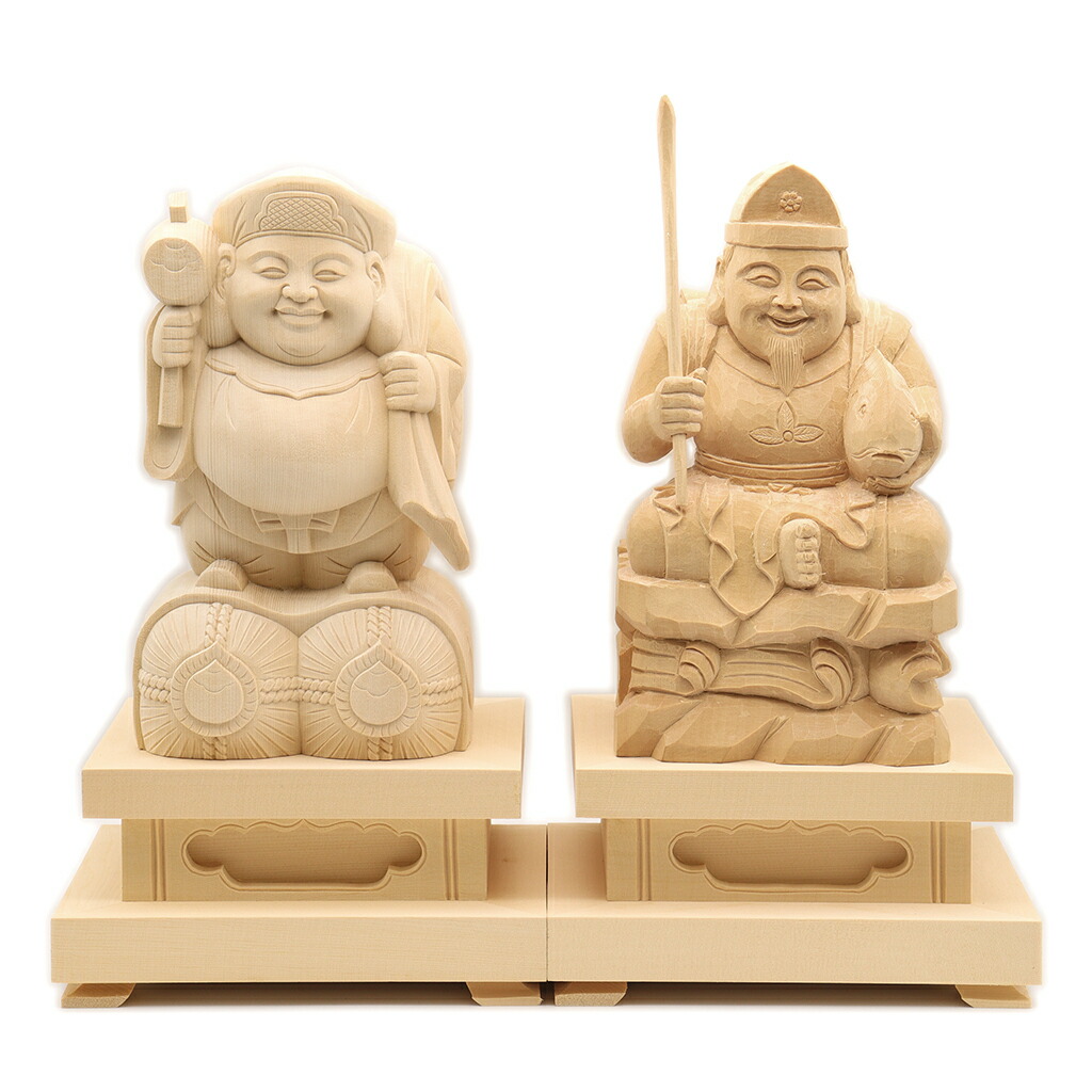 楽天市場】仏像 大黒天・恵比須天（恵比寿天） 総高30cm 桧木 七福神