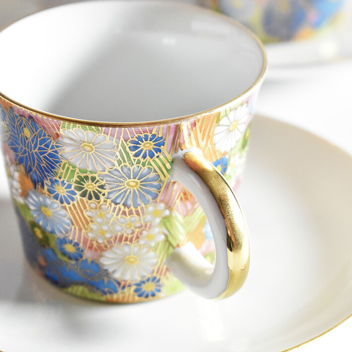 楽天市場】九谷焼 コーヒーカップ 5客セット 青地金花詰（ ソーサー