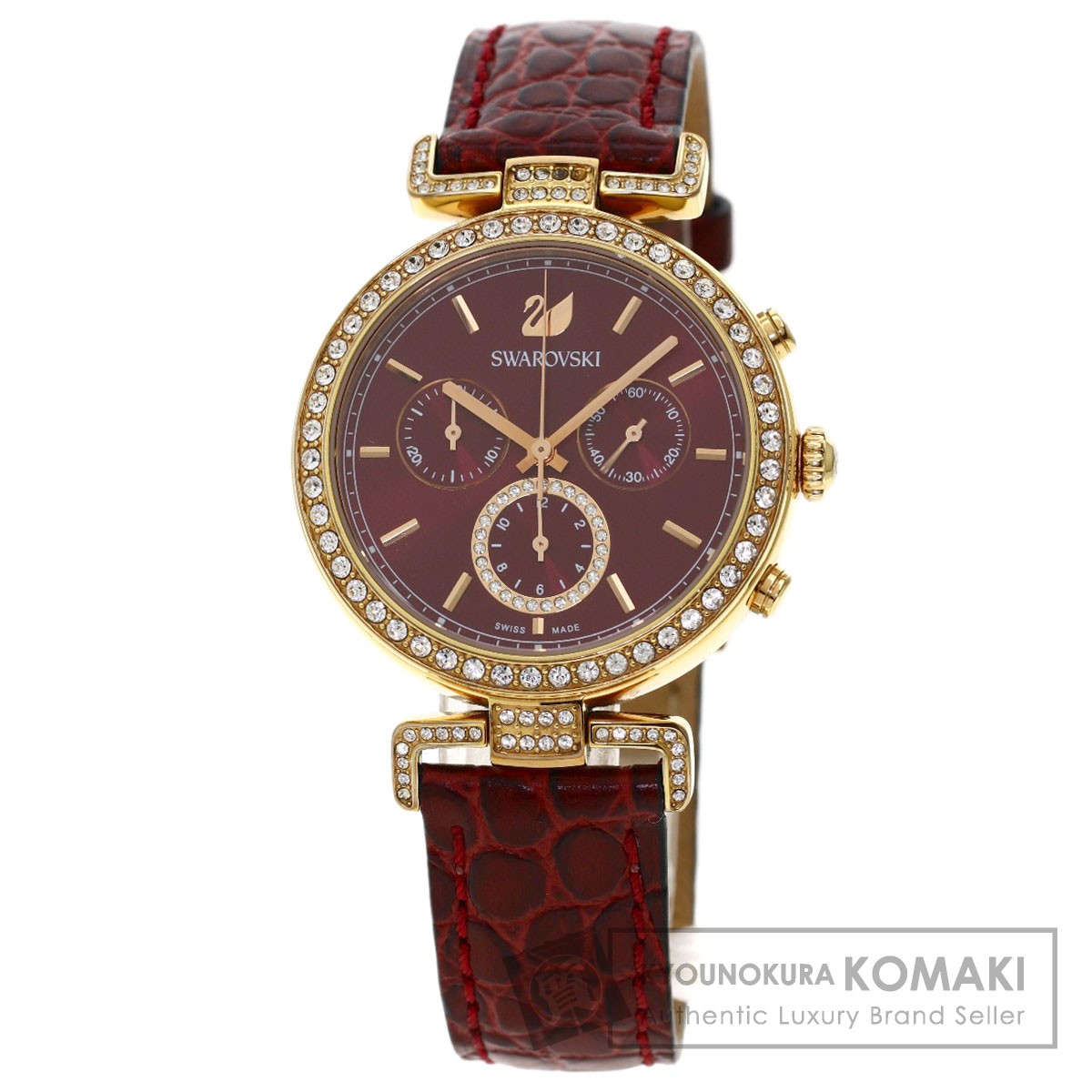 楽天市場】スワロフスキー ラウンドフェイス 腕時計 GP/革 メンズ