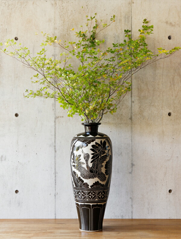 楽天市場】磁州窯の掻き落とし壺【鵞鳥】ガチョウ（約）最大直径30×高