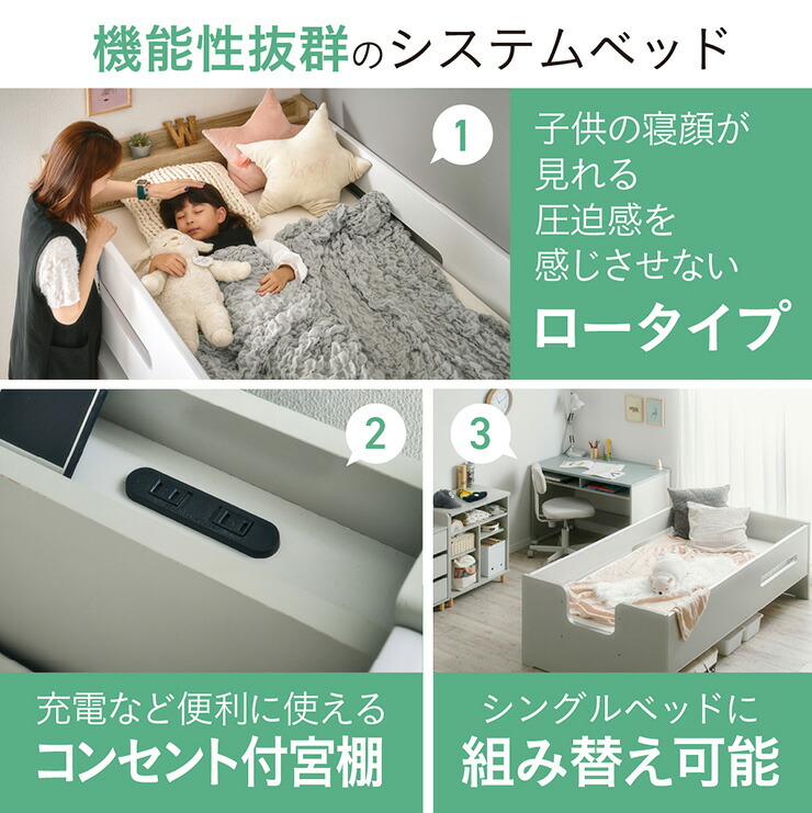 楽天市場】【ポイント7倍！今晩20時開始】システムベッド ロフトベッド