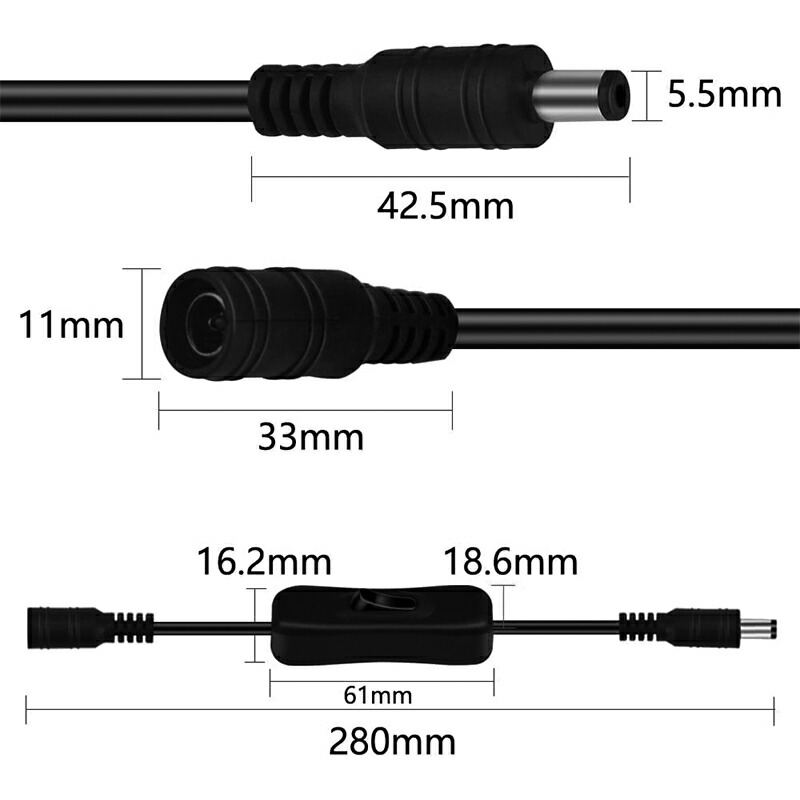 楽天市場】DC 12Vインラインオン/オフスイッチ5.5x2.1mm DC電源