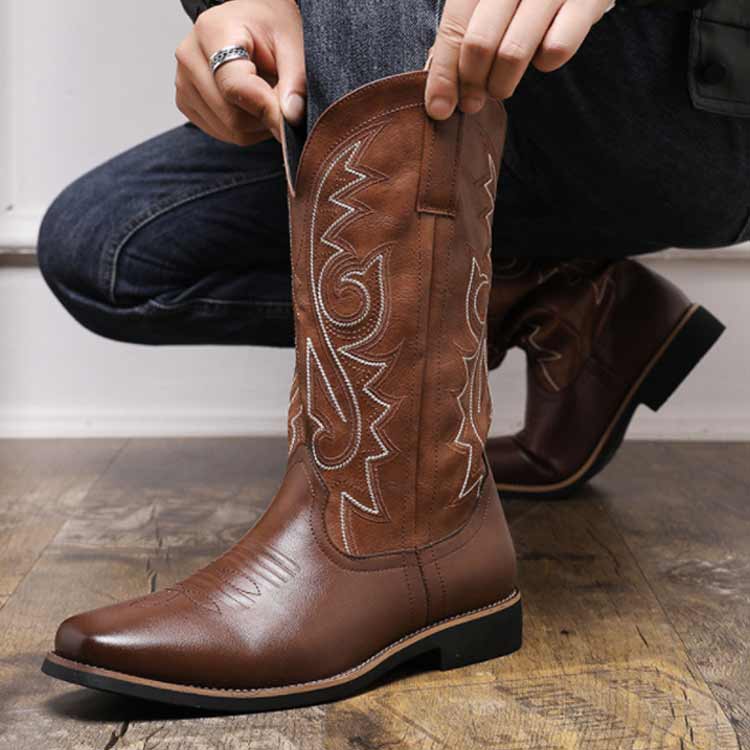 楽天市場】ウエスタンブーツ メンズ ロングブーツ ミドル ブーツ 刺繍