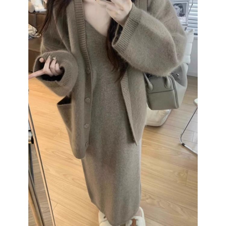 楽天市場】セットアップ カーディガン ニットワンピース レディース