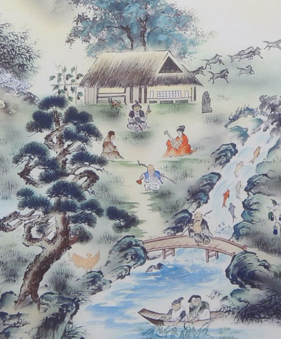 楽天市場】掛け軸 開運 満願拾得図 （坪内正庵） 送料無料 【掛軸