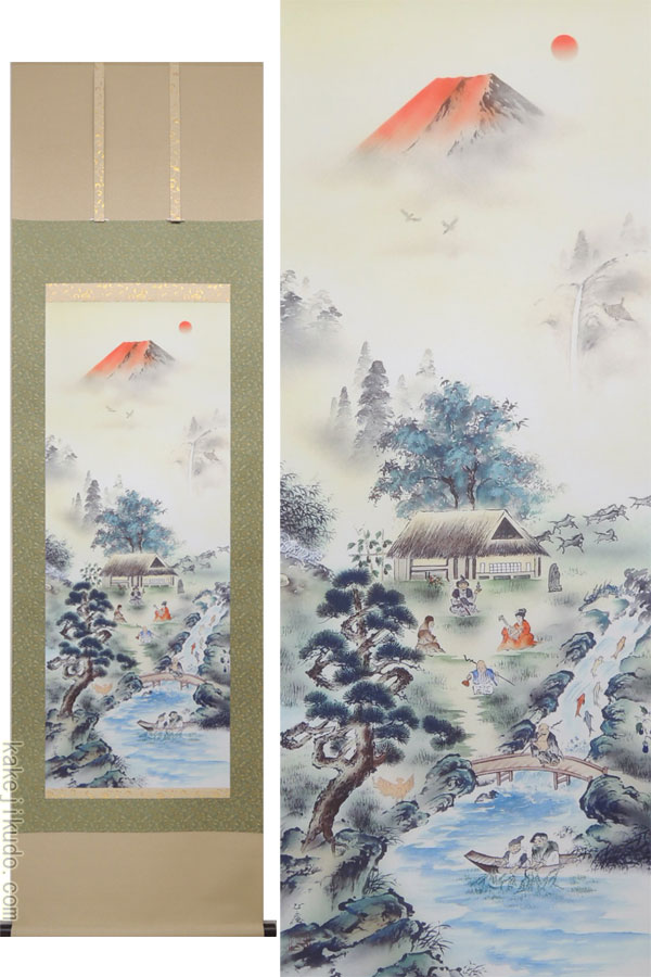 楽天市場】掛け軸 開運 満願拾得図 （坪内正庵） 送料無料 【掛軸