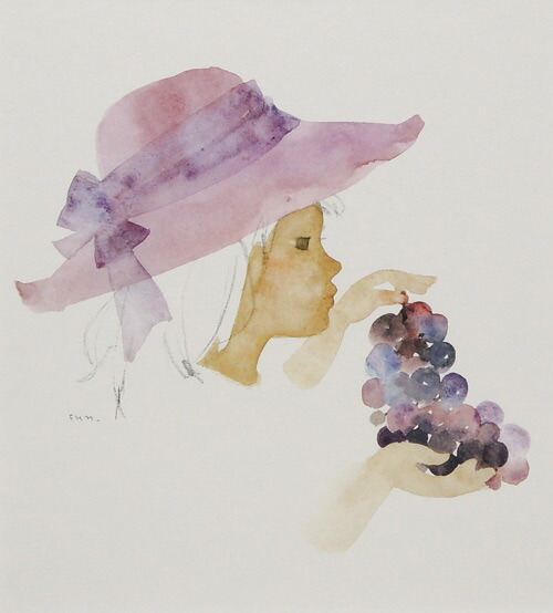 楽天市場】いわさきちひろ 絵画 ぶどうを持つ少女 アートポスター 送料