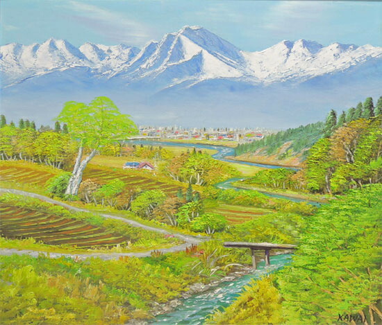 F8「冬磐梯」絵画 油絵 油彩画 風景画 アート 磐梯山 (2393) F8「冬