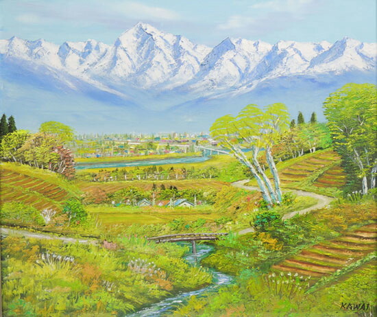 楽天市場】絵画 油絵 立山連峰山麓 送料無料 【日本の風景】【海・山
