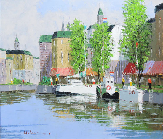 楽天市場】絵画 油絵 運河のある街（アムステルダム） （黒沢久） 送料