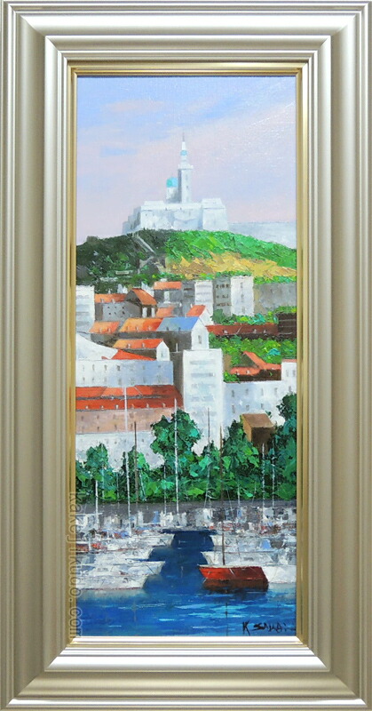 ドイツのとある港町の風景画（油絵肉筆画）（725×910） ドイツのとある