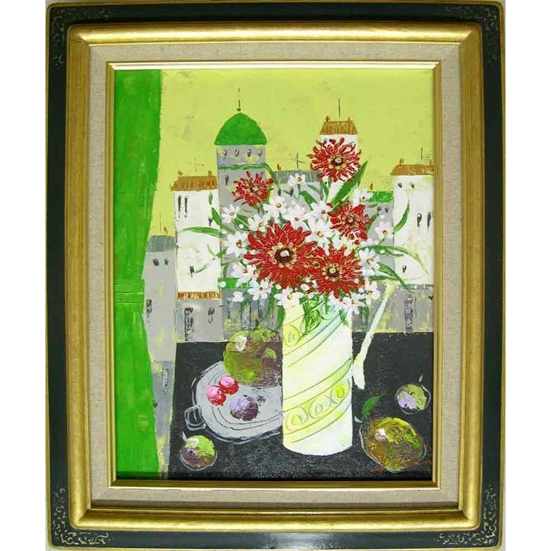 油絵 菅家令子 絵 絵画 インテリア uF6-112502 花 ばら 油絵 菅家令子