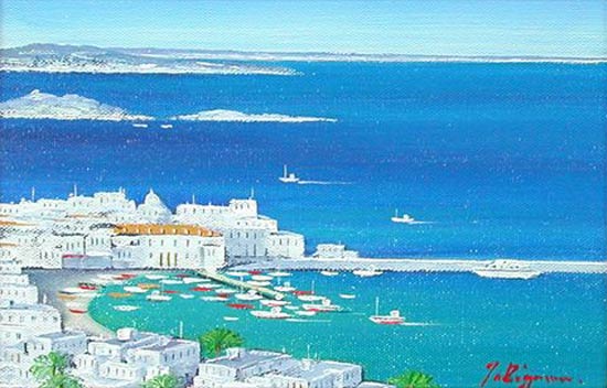 楽天市場】絵画 油絵 青い海のエーゲ海 ミコノス島 （滝川英彦） 送料