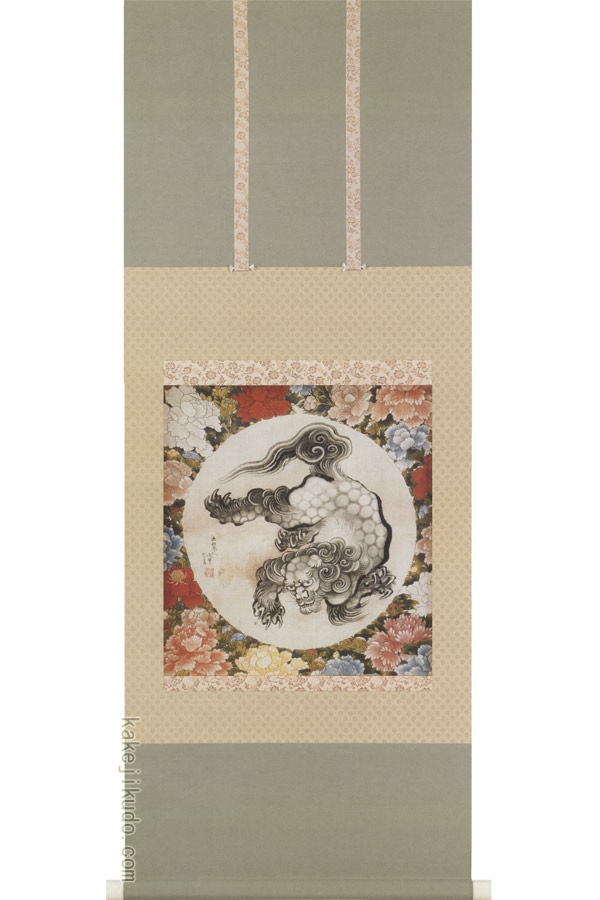 楽天市場】葛飾北斎 掛け軸 唐獅子図 送料無料 【掛軸】【一間床・半間