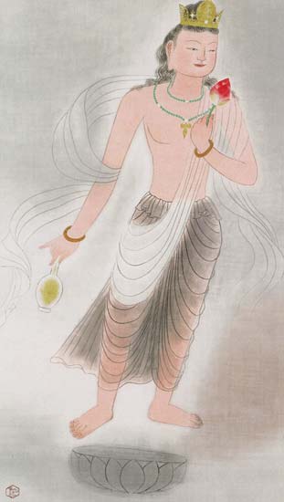 楽天市場】小倉遊亀 掛け軸 観自在 送料無料 【掛軸】【一間床・半間床