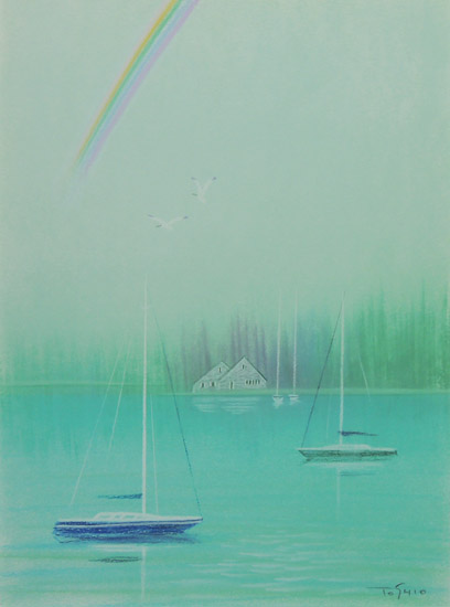 楽天市場】今成敏夫 パステル画 水辺のヨット 送料無料 【複製