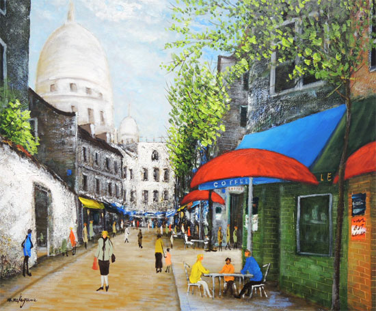 楽天市場】絵画 油絵 モンマルトルの広場 カフェテラス F30号 （中川
