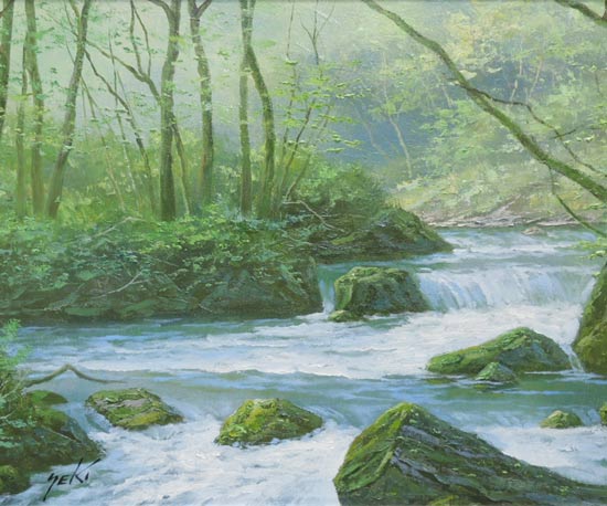 楽天市場】絵画 油絵 奥入瀬渓流 F20号 (関健造) 送料無料 【海・山