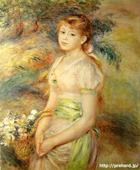 楽天市場】ルノワール 絵画 花籠を持った少女 F15号 送料無料 【複製