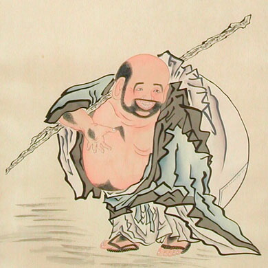 楽天市場】掛け軸 川渡布袋図 送料無料 【掛軸】【一間床・半間床