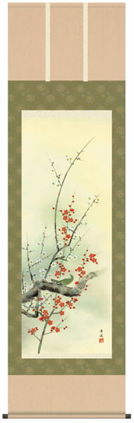 楽天市場】掛け軸 掛軸 花鳥画 根本孝逸・紅白梅に鶯（掛軸） : 絵画生活