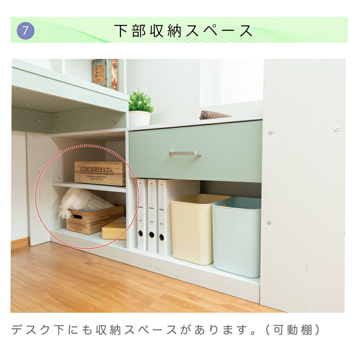 楽天市場】ロフトベッド ハイタイプ デスク付き デスク天板 ベッド