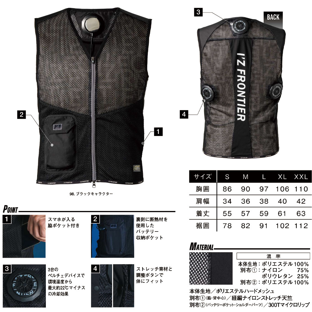 楽天市場】アイズフロンティア 冷却ペルチェ3個タイプインナーベスト