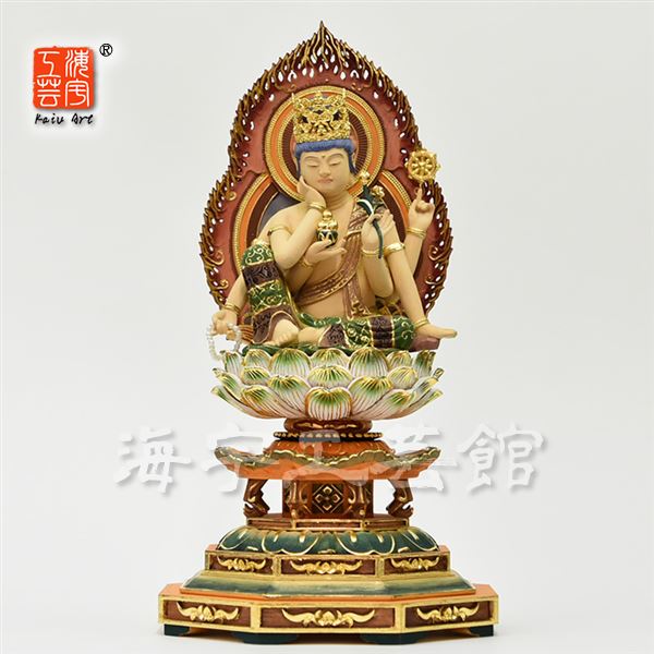 楽天市場】木彫り仏像 【如意輪観音菩薩】 桧木彩色仕上げ 総高31cm