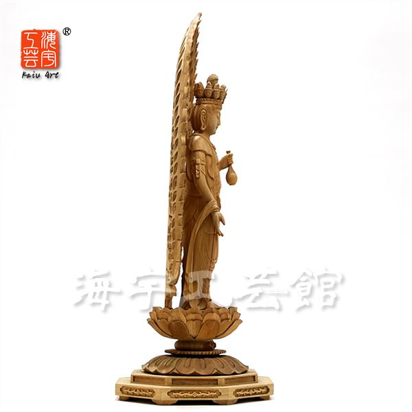 楽天市場】木彫り仏像 【十一面観音菩薩立像】 飛天光背八角台 楠木 立