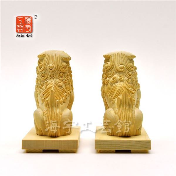 楽天市場】木彫置物 【狛犬（唐獅子）阿吽セット】 桧木 総高10cm : 海