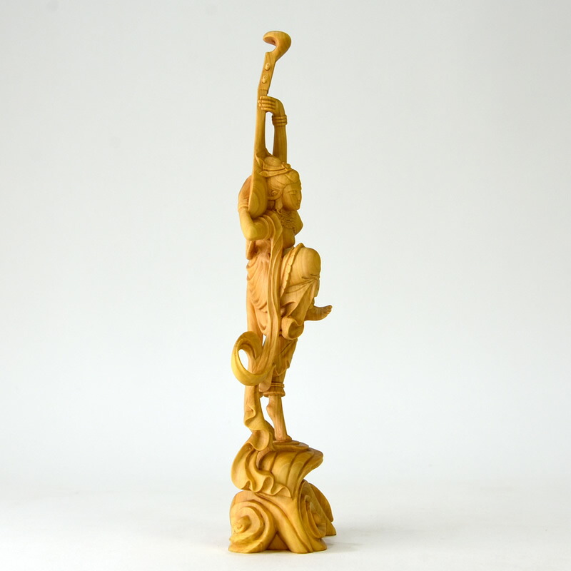 楽天市場】木彫り仏像 柘植飛天（天女） 一本彫り 総高21.5cm : 海宇