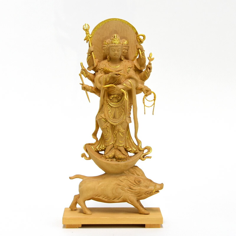 楽天市場】木彫り仏像 小仏【摩利支天立像】 柘植（ツゲ） 金泥仕様 総