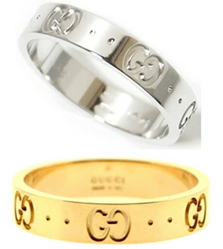 楽天市場】GUCCI グッチ GGアイコンリングホワイトゴールド イエロー