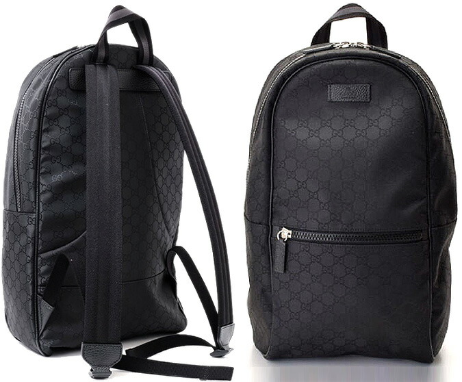 楽天市場】GUCCI グッチ リュックサックブラックGG柄ナイロン ロゴ