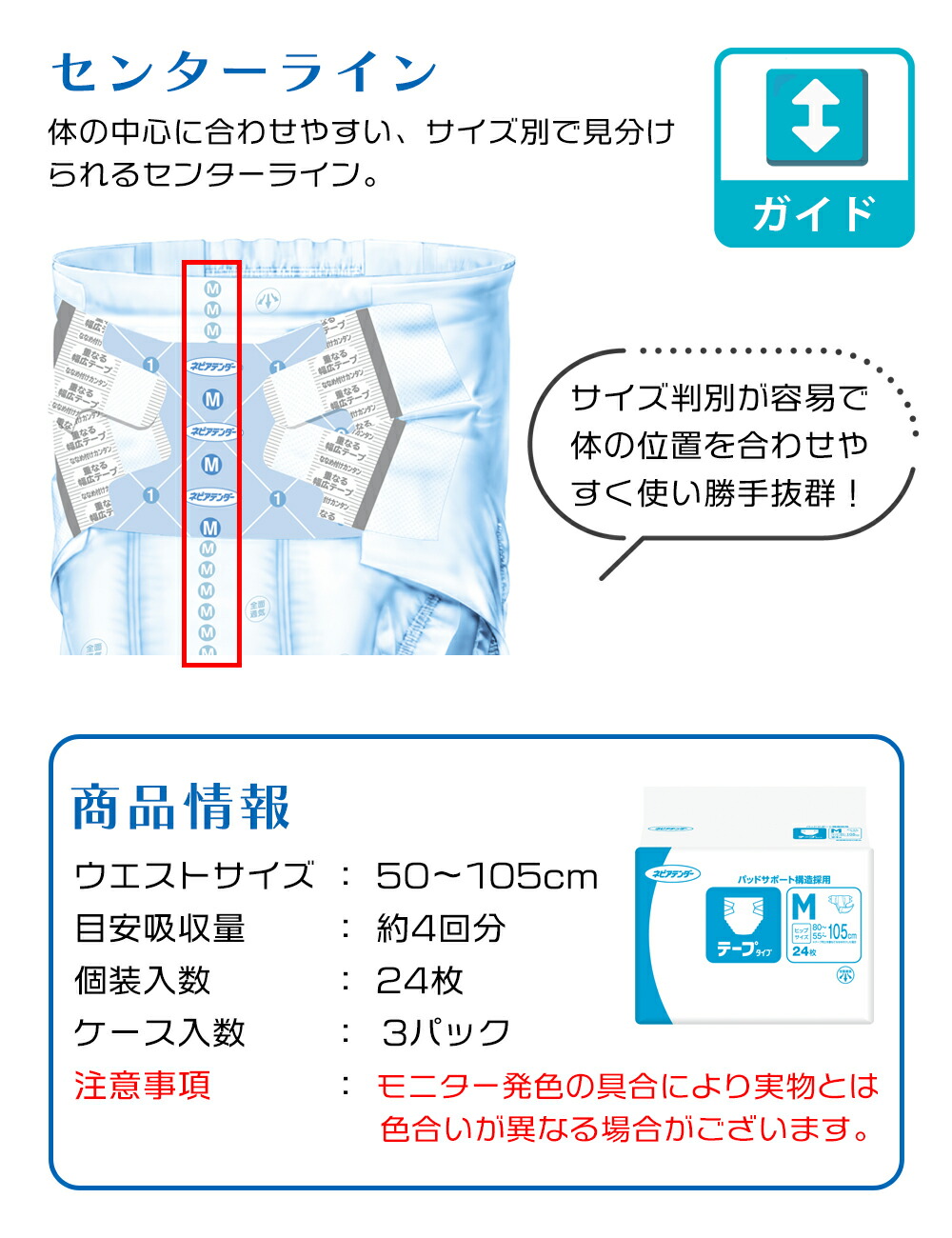 楽天市場】テープ止め ネピアテンダー テープタイプ Mサイズ 1パック24