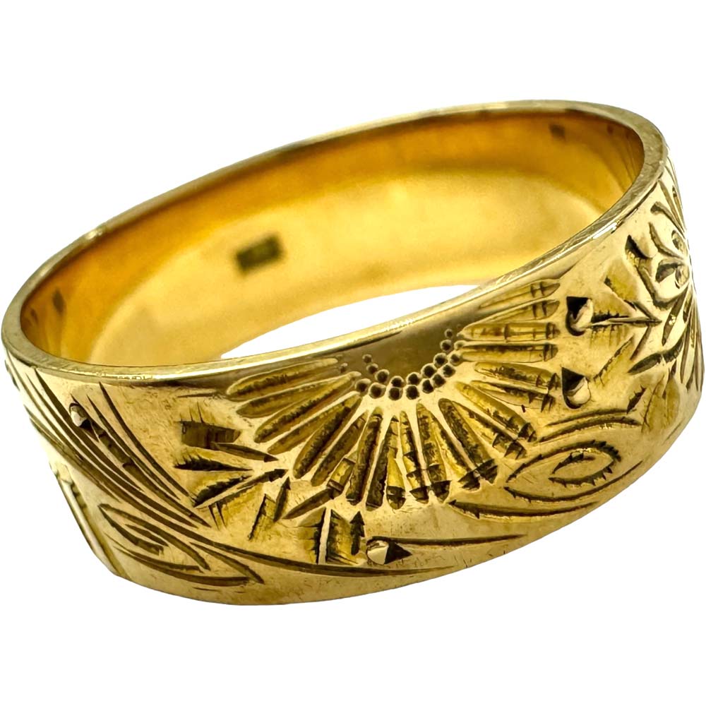 楽天市場】［南店］ 【極美品】 柄付平打ちリング K18 約12号 約3.94g