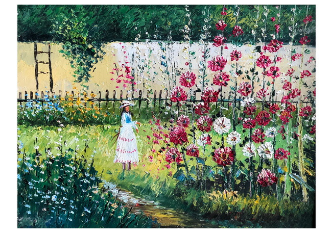 楽天市場】油絵【花畑】C238-288 絵画/額縁/アンティーク/工芸品