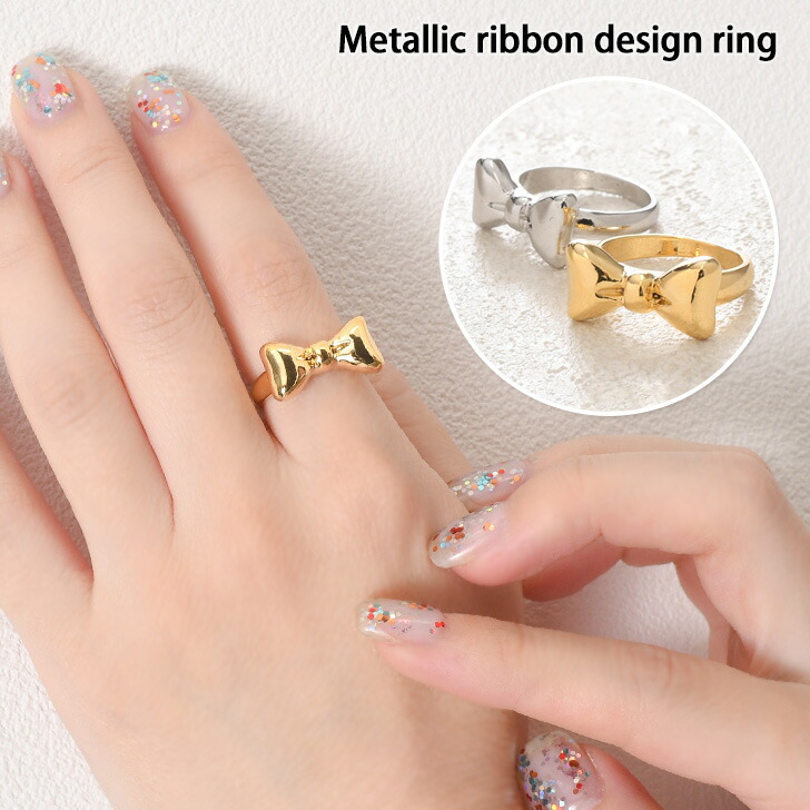 楽天市場】メタリックリボンデザインリング レディース アクセサリー